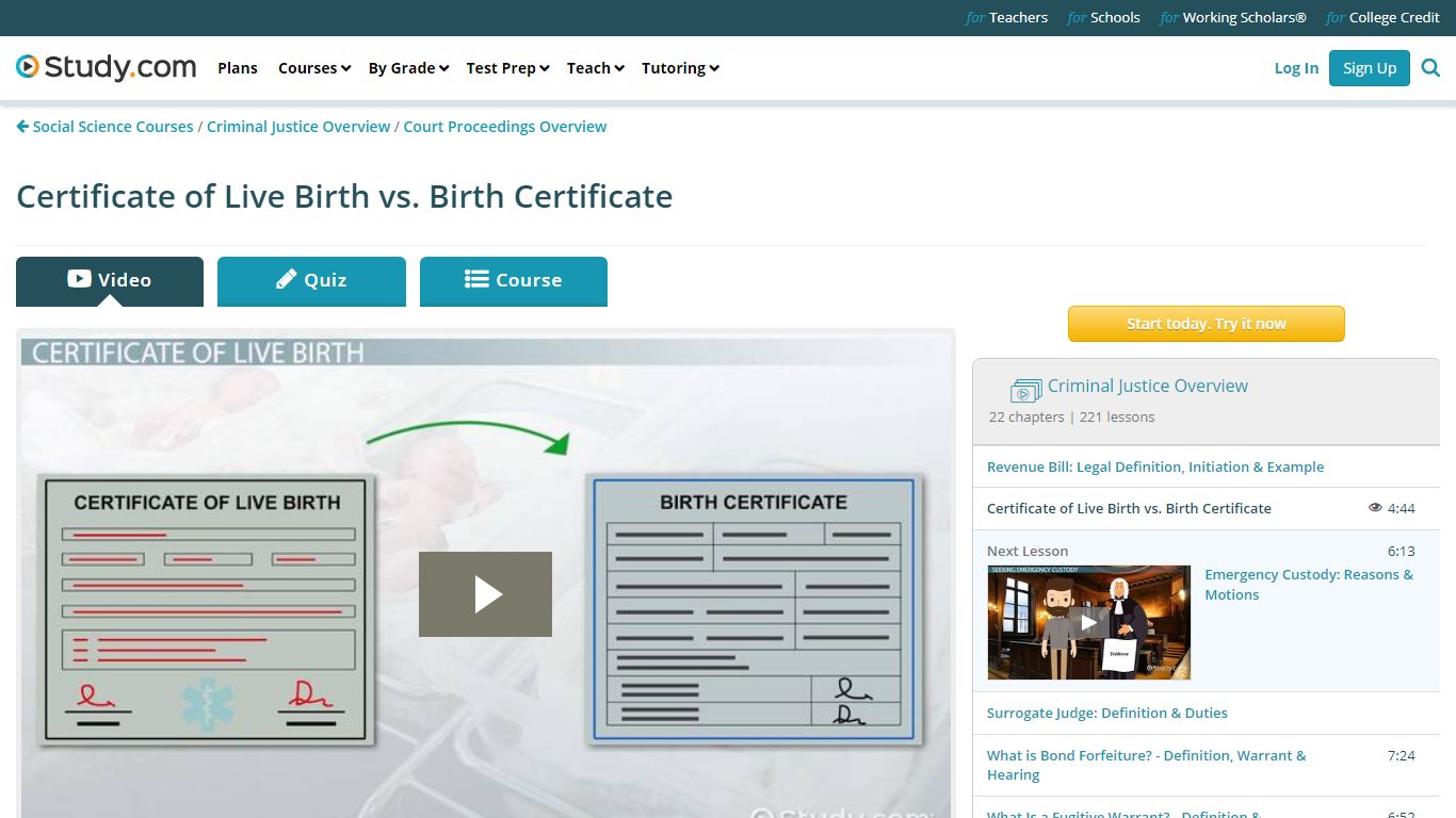 Certificate of Live Birth vs. Birth Certificate - Study.com